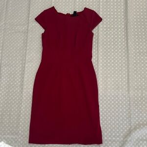Classic Fitted Midi Dress in Deep Red